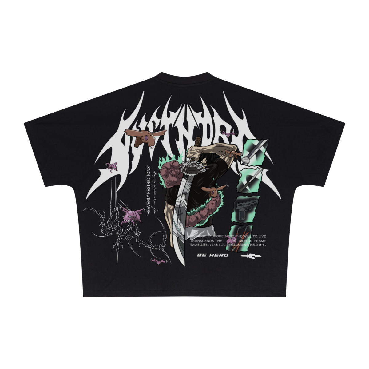 270GSM Unisex Batwing Sleeve T-shirt Black